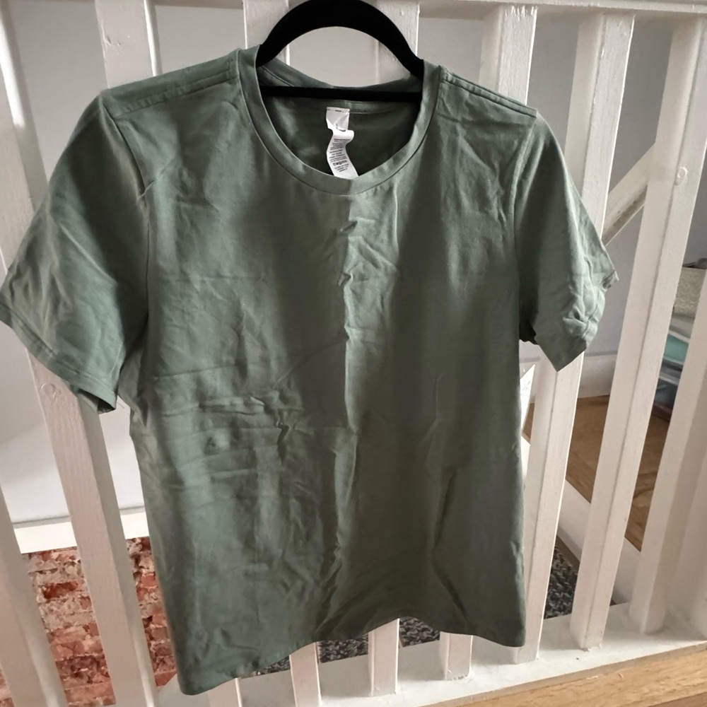 NWT Lululemon Organic Cotton Straight-Hem Crewneck T-Shirt Grey Eucalyptus sz L